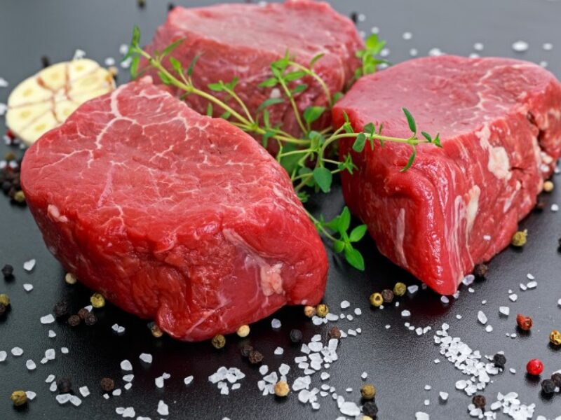 Fresh,Raw,Beef,Steak,Mignon,,With,Salt,,Peppercorns,,Thyme,,Garlic